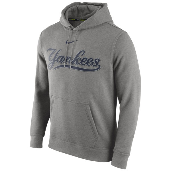 Men New York Yankees Nike Club Pullover Hoodie Gray